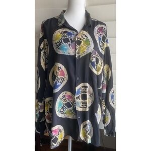 Vintage 90s Primitive Rayon Batik Shirt Men Large Unisex Art Print Indonesia LS